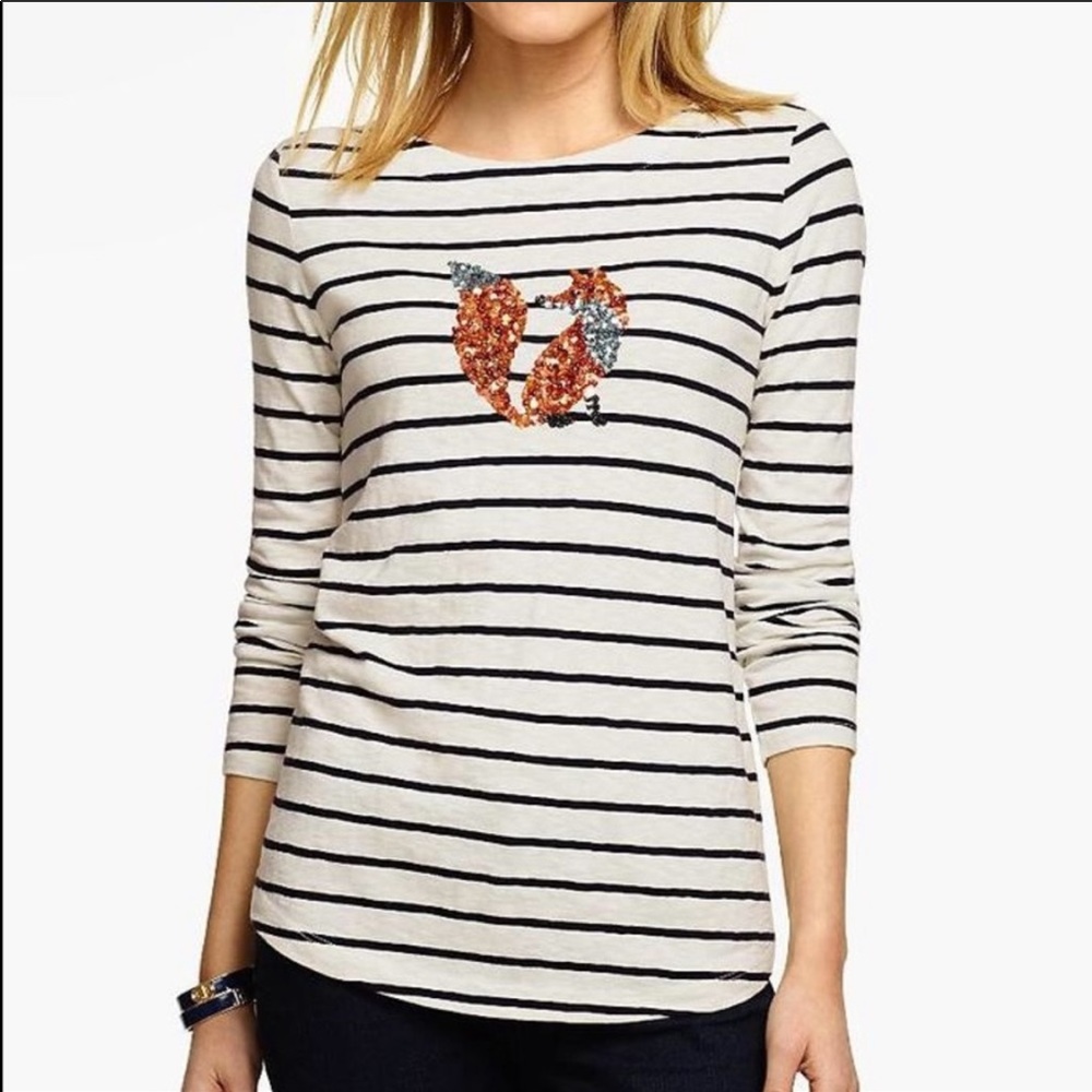 Talbots Sequin Fox Striped Petite Top